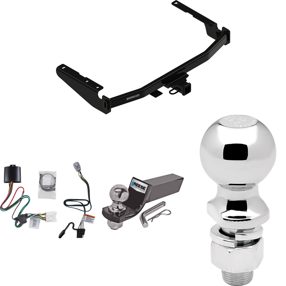 Fits 2020-2023 Toyota Highlander Trailer Hitch Tow PKG w/ 4-Flat Wiring + Starter Kit Ball Mount w/ 2" Drop & 2" Ball + 2-5/16" Ball (Excludes: w/Twin-Tip Exhaust Models) By Draw-Tite