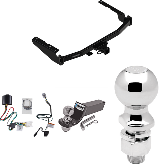 Fits 2020-2023 Toyota Highlander Trailer Hitch Tow PKG w/ 4-Flat Wiring + Starter Kit Ball Mount w/ 2" Drop & 2" Ball + 2-5/16" Ball (Excludes: w/Twin-Tip Exhaust Models) By Draw-Tite