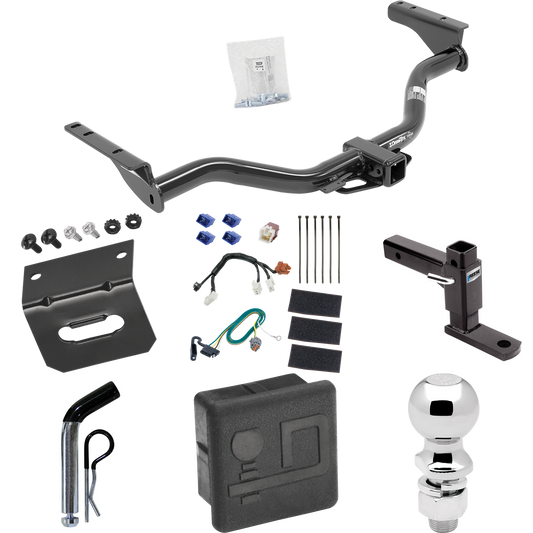 Fits 2014-2020 Infiniti QX60 Trailer Hitch Tow PKG w/ 4-Flat Wiring + Adjustable Drop Rise Ball Mount + Pin/Clip + 2-5/16" Ball + Wiring Bracket + Hitch Cover By Draw-Tite