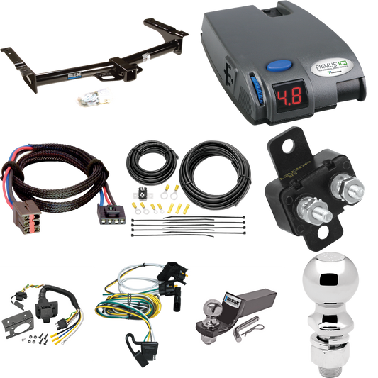 Fits 1995-2002 Ford E-250 Econoline Trailer Hitch Tow PKG w/ Tekonsha Primus IQ Brake Control + Plug & Play BC Adapter + 7-Way RV Wiring + 2" & 2-5/16" Ball & Drop Mount By Reese Towpower