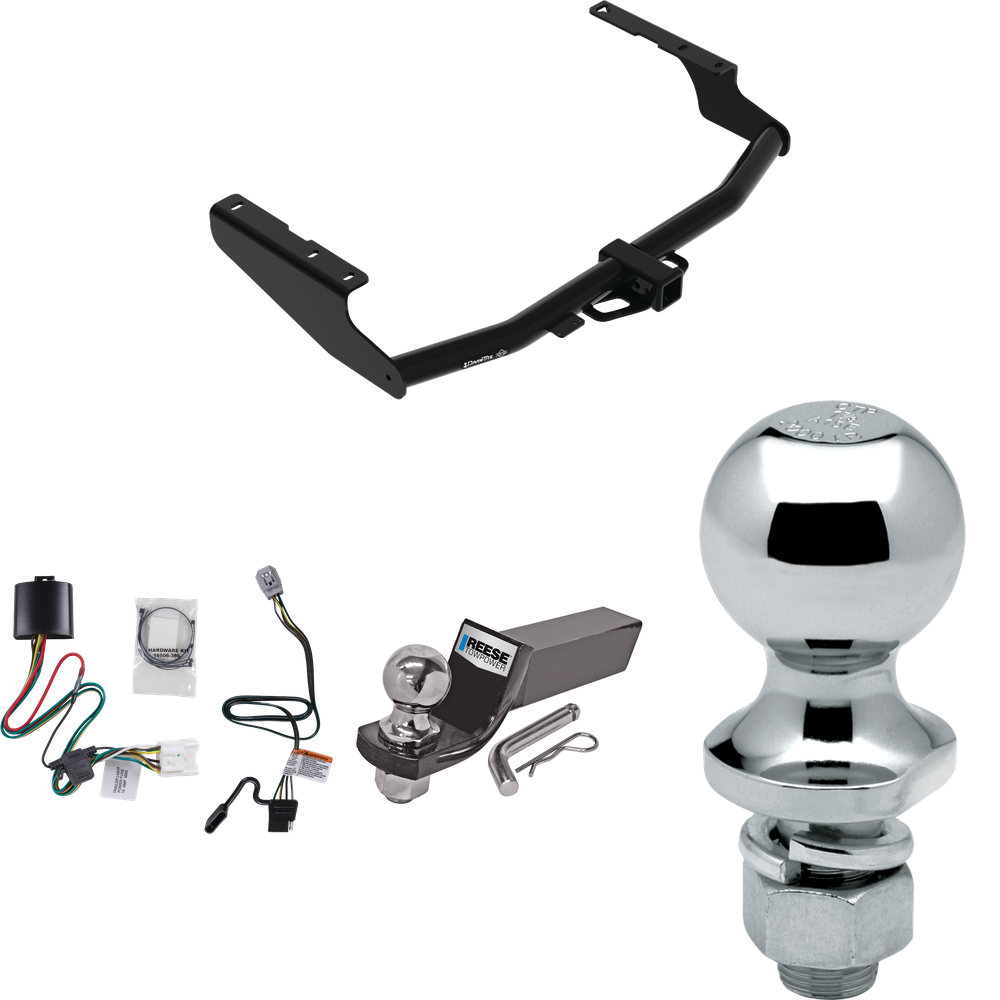 Fits 2020-2023 Toyota Highlander Trailer Hitch Tow PKG w/ 4-Flat Wiring + Starter Kit Ball Mount w/ 2" Drop & 2" Ball + 1-7/8" Ball (Excludes: w/Twin-Tip Exhaust Models) By Draw-Tite