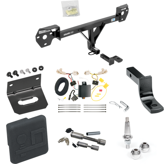 Fits 2013-2020 Subaru BRZ Trailer Hitch Tow PKG w/ 4-Flat Wiring Harness + Draw-Bar + Interchangeable 1-7/8" & 2" Balls + Wiring Bracket + Hitch Cover + Dual Hitch & Coupler Locks By Draw-Tite