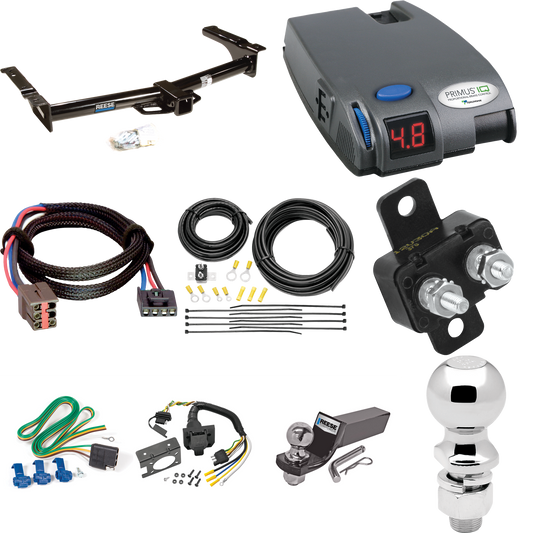 Fits 2003-2007 Ford E-350 Econoline Super Duty Trailer Hitch Tow PKG w/ Tekonsha Primus IQ Brake Control + Plug & Play BC Adapter + 7-Way RV Wiring + 2" & 2-5/16" Ball & Drop Mount By Reese Towpower