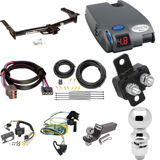 Fits 1995-2002 Ford E-150 Econoline Trailer Hitch Tow PKG w/ Tekonsha Primus IQ Brake Control + Plug & Play BC Adapter + 7-Way RV Wiring + 2" & 2-5/16" Ball & Drop Mount By Draw-Tite