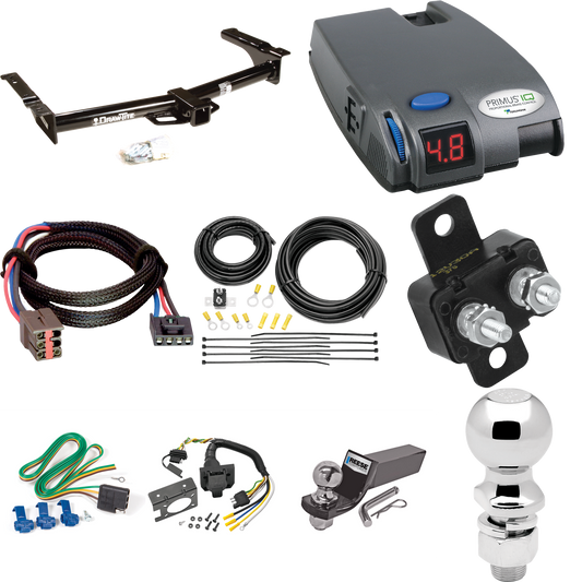 Se adapta al paquete de enganche de remolque Ford E-150 Econoline 2003-2007 con control de freno Tekonsha Primus IQ + adaptador BC Plug &amp; Play + cableado RV de 7 vías + soporte de bola y caída de 2" y 2-5/16" de Draw-Tite