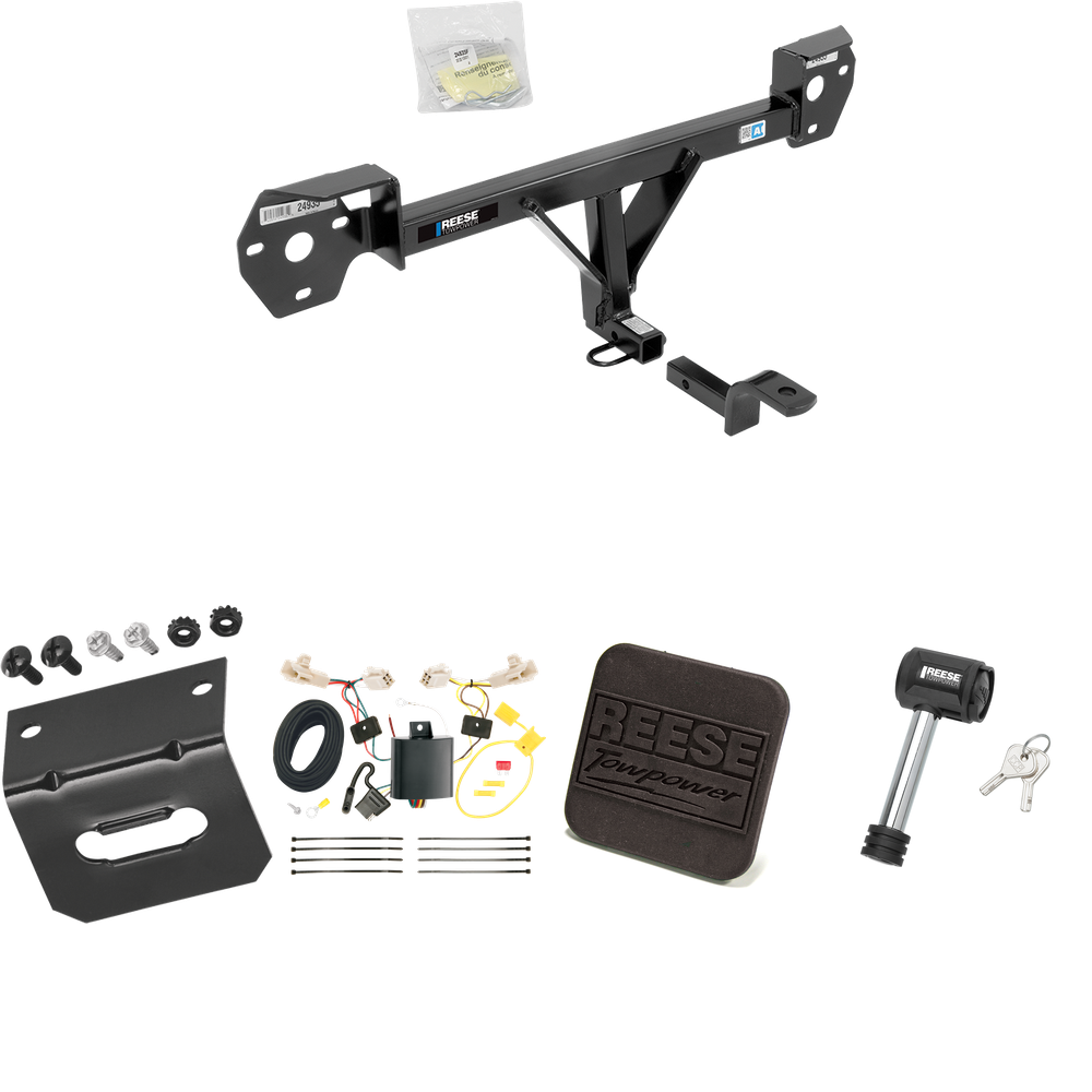 Fits 2013-2016 Scion FR-S Trailer Hitch Tow PKG w/ 4-Flat Wiring Harness + Hitch Cover + Hitch Lock By Reese Towpower