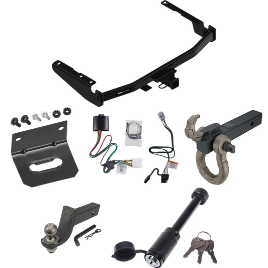 Fits 2020-2023 Toyota Highlander Trailer Hitch Tow PKG w/ 4-Flat Wiring + Interlock Tactical Starter Kit w/ 3-1/4" Drop & 2" Ball + Tactical Hook & Shackle Mount + Tactical Dogbone Lock + Wiring Bracket (Excludes: w/Twin-Tip Exhaust Models) By Reese