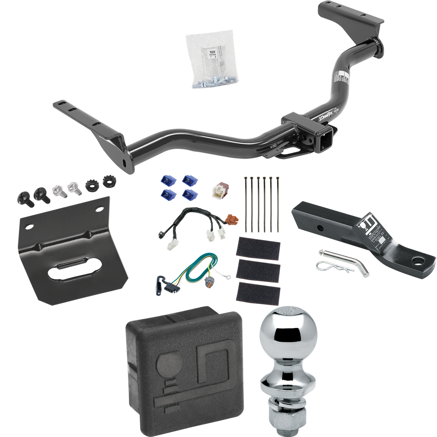 Fits 2014-2020 Infiniti QX60 Trailer Hitch Tow PKG w/ 4-Flat Wiring + Ball Mount w/ 2" Drop + 1-7/8" Ball + Wiring Bracket + Hitch Cover By Draw-Tite