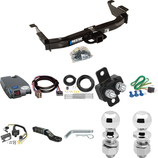 Fits 2003-2007 Ford E-150 Econoline Trailer Hitch Tow PKG w/ Tekonsha Primus IQ Brake Control + Plug & Play BC Adapter + 7-Way RV Wiring + 2" & 2-5/16" Ball & Drop Mount By Reese Towpower