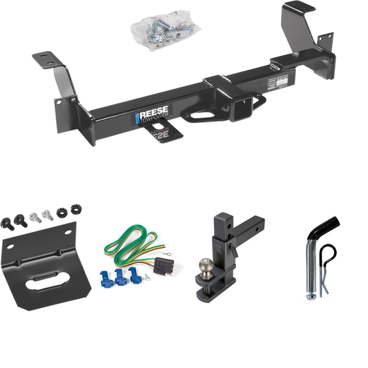 Fits 2002-2007 Buick Rendezvous Trailer Hitch Tow PKG w/ 4-Flat Wiring Harness + Adjustable Drop Rise Clevis Hitch Ball Mount w/ 2" Ball + Pin/Clip + Wiring Bracket By Reese Towpower