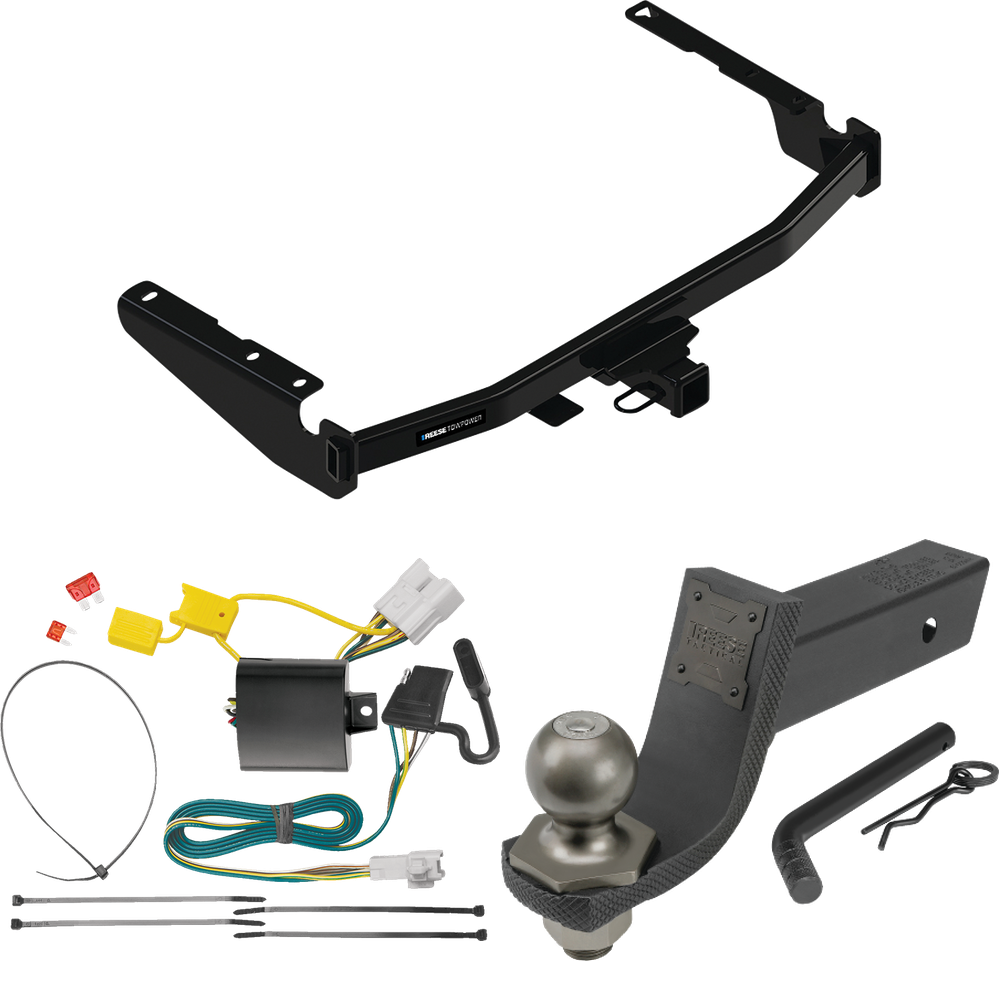 Fits 2014-2019 Toyota Highlander Trailer Hitch Tow PKG w/ 4-Flat Wiring + Interlock Tactical Starter Kit w/ 3-1/4" Drop & 2" Ball (Excludes: w/Twin-Tip Exhaust Models) By Reese Towpower