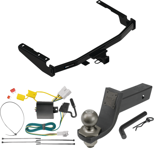 Fits 2014-2019 Toyota Highlander Trailer Hitch Tow PKG w/ 4-Flat Wiring + Interlock Tactical Starter Kit w/ 3-1/4" Drop & 2" Ball (Excludes: w/Twin-Tip Exhaust Models) By Reese Towpower