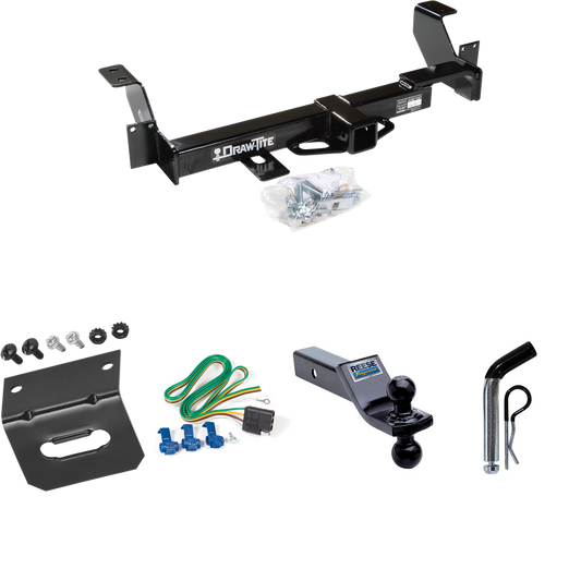 Fits 2001-2005 Pontiac Aztek Trailer Hitch Tow PKG w/ 4-Flat Wiring Harness + Dual Ball Ball Mount 1-7/8" & 2" Trailer Balls + Pin/Clip + Wiring Bracket By Draw-Tite