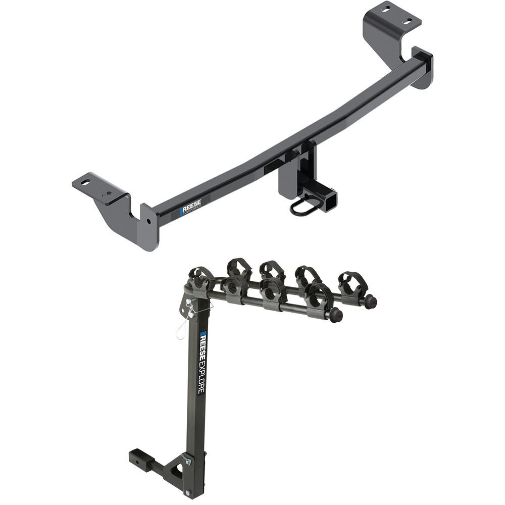 Fits 2017-2018 Toyota Corolla iM Trailer Hitch Tow PKG w/ 4 Bike Carrier Rack By Reese Towpower