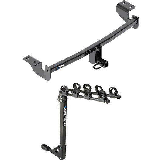 Fits 2017-2018 Toyota Corolla iM Trailer Hitch Tow PKG w/ 4 Bike Carrier Rack By Reese Towpower