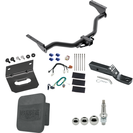 Fits 2013-2020 Nissan Pathfinder Trailer Hitch Tow PKG w/ 4-Flat Wiring + Ball Mount w/ 2" Drop + Interchangeable Ball 1-7/8" & 2" & 2-5/16" + Wiring Bracket + Hitch Cover By Reese Towpower