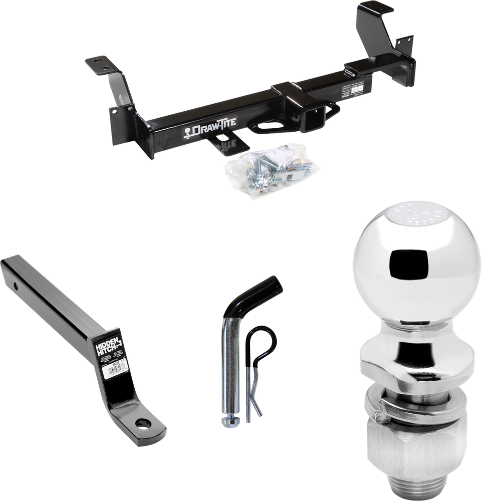 Fits 2002-2007 Buick Rendezvous Trailer Hitch Tow PKG w/ Extended 16" Long Ball Mount w/ 4" Drop + Pin/Clip + 2" Ball By Draw-Tite