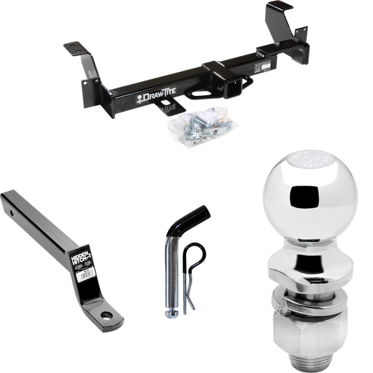 Fits 2002-2007 Buick Rendezvous Trailer Hitch Tow PKG w/ Extended 16" Long Ball Mount w/ 4" Drop + Pin/Clip + 2" Ball By Draw-Tite