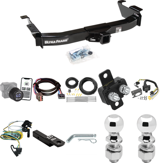 Fits 2000-2002 Ford E-350 Econoline Trailer Hitch Tow PKG w/ Tekonsha Prodigy iD Bluetooth Wireless Brake Control + Plug & Play BC Adapter + 7-Way RV Wiring + 2" & 2-5/16" Ball & Drop Mount By Draw-Tite