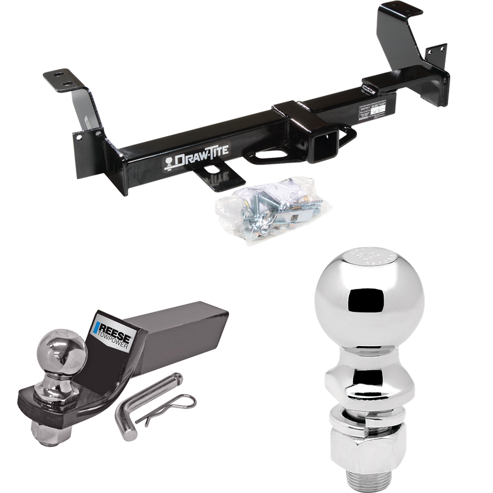 Fits 2001-2005 Pontiac Aztek Trailer Hitch Tow PKG w/ Starter Kit Ball Mount w/ 2" Drop & 2" Ball + 2-5/16" Ball By Draw-Tite