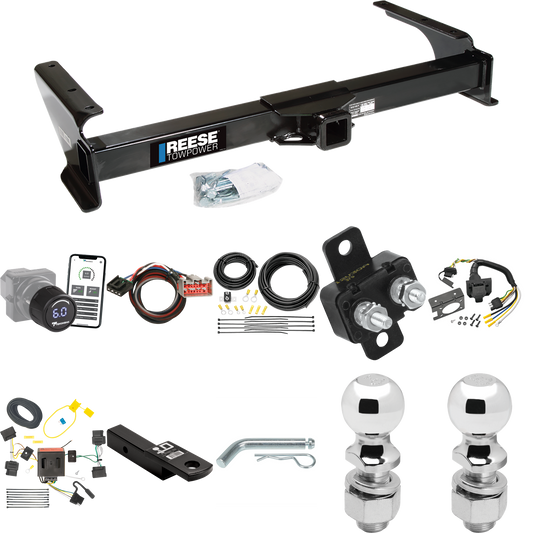 Fits 2009-2014 Ford E-350 Econoline Super Duty Trailer Hitch Tow PKG w/ Tekonsha Prodigy iD Bluetooth Wireless Brake Control + Plug & Play BC Adapter + 7-Way RV Wiring + 2" & 2-5/16" Ball & Drop Mount By Reese Towpower