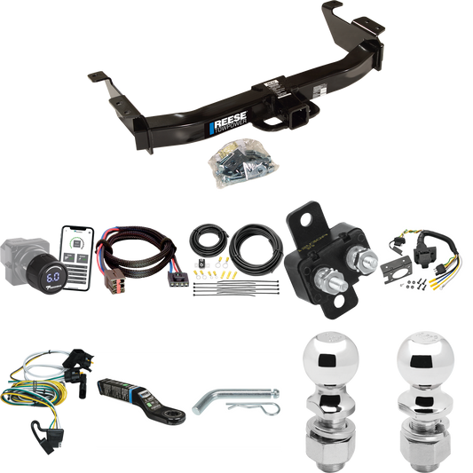 Fits 2000-2002 Ford E-150 Econoline Trailer Hitch Tow PKG w/ Tekonsha Prodigy iD Bluetooth Wireless Brake Control + Plug & Play BC Adapter + 7-Way RV Wiring + 2" & 2-5/16" Ball & Drop Mount By Reese Towpower