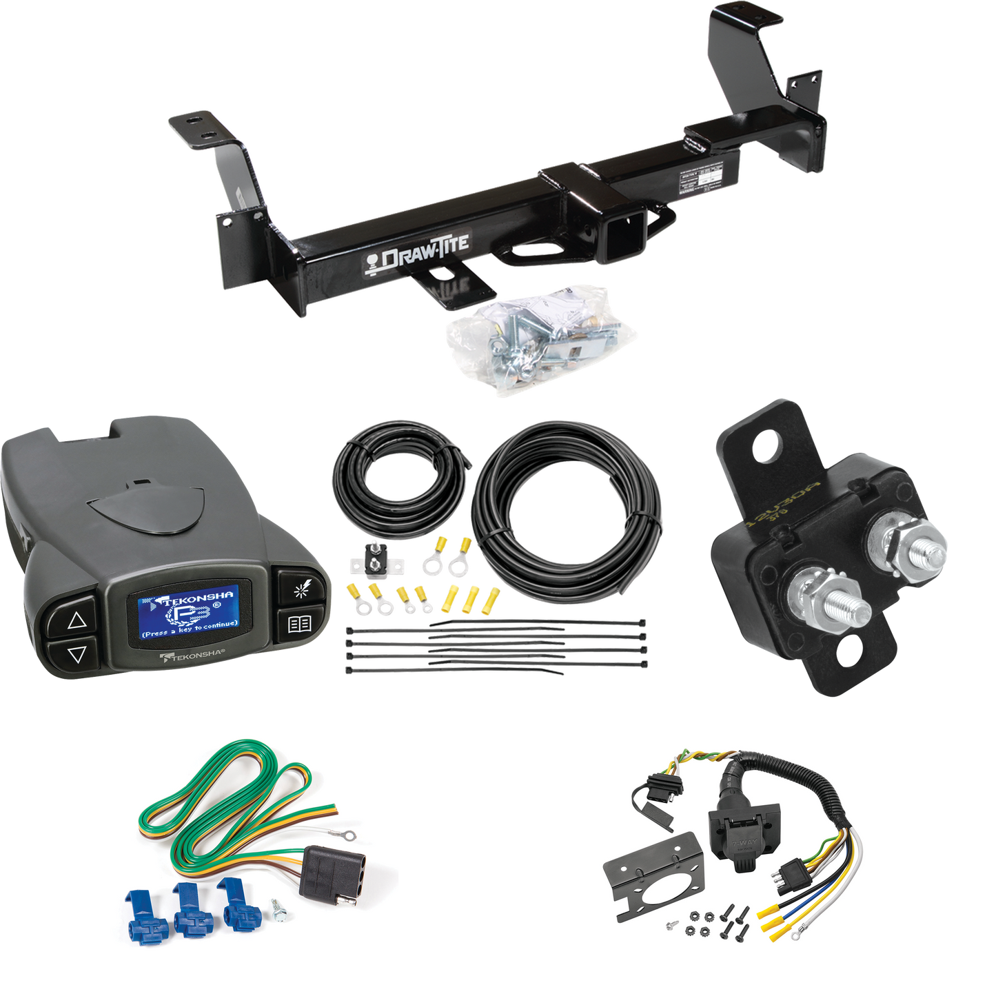 Fits 2001-2005 Pontiac Aztek Trailer Hitch Tow PKG w/ Tekonsha Prodigy P3 Brake Control + 7-Way RV Wiring By Draw-Tite