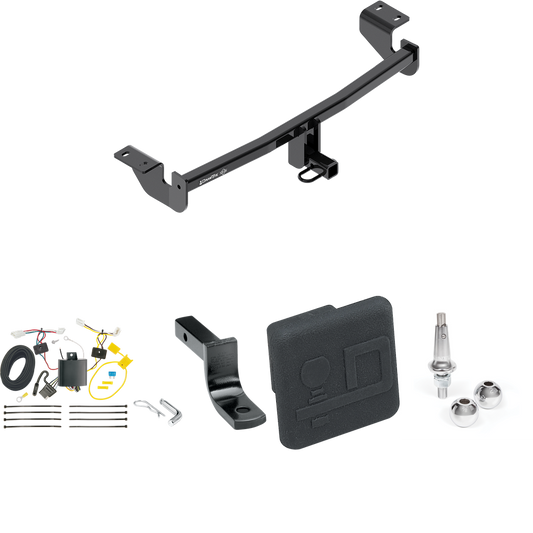 Fits 2017-2018 Toyota Corolla iM Trailer Hitch Tow PKG w/ 4-Flat Wiring Harness + Draw-Bar + Interchangeable 1-7/8" & 2" Balls + Hitch Cover By Draw-Tite