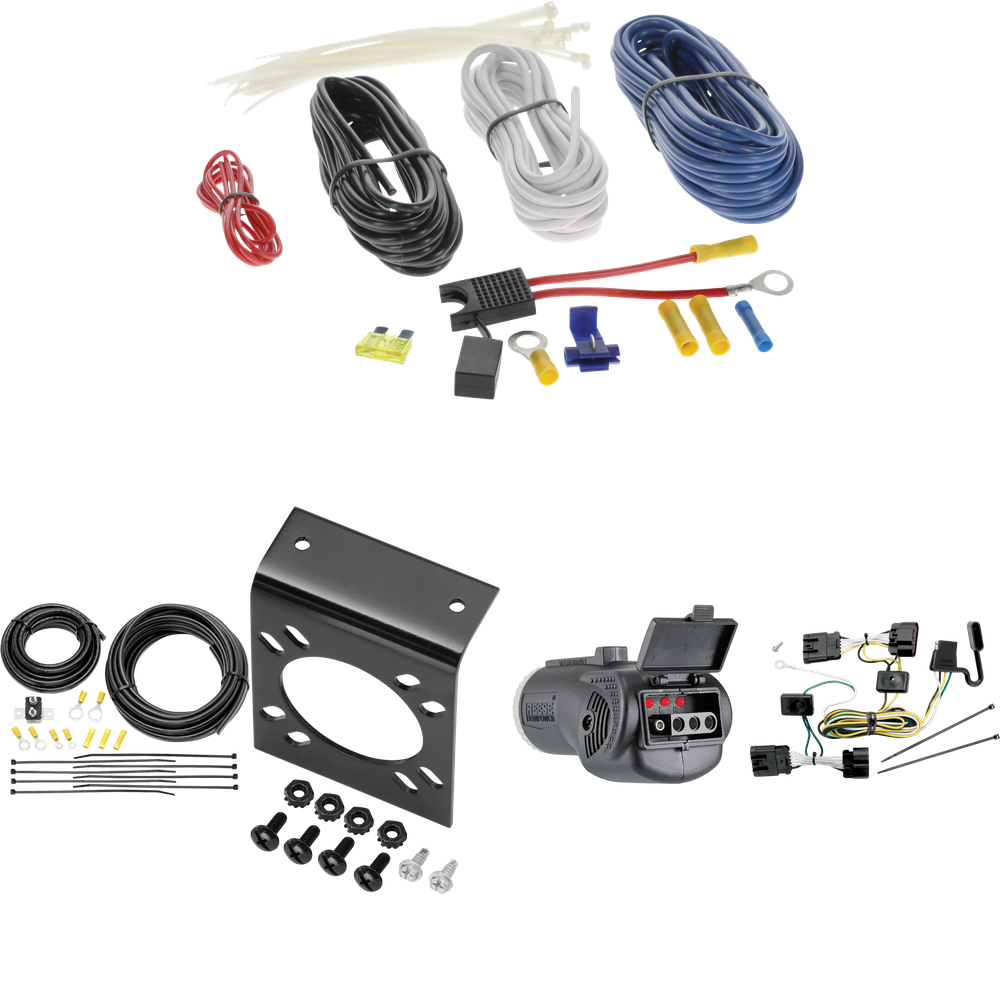 Fits 2005-2006 Pontiac Montana SV6 7-Way RV Wiring + 2 in 1 Tester & 7-Way to 4-Way Adapter By Tekonsha