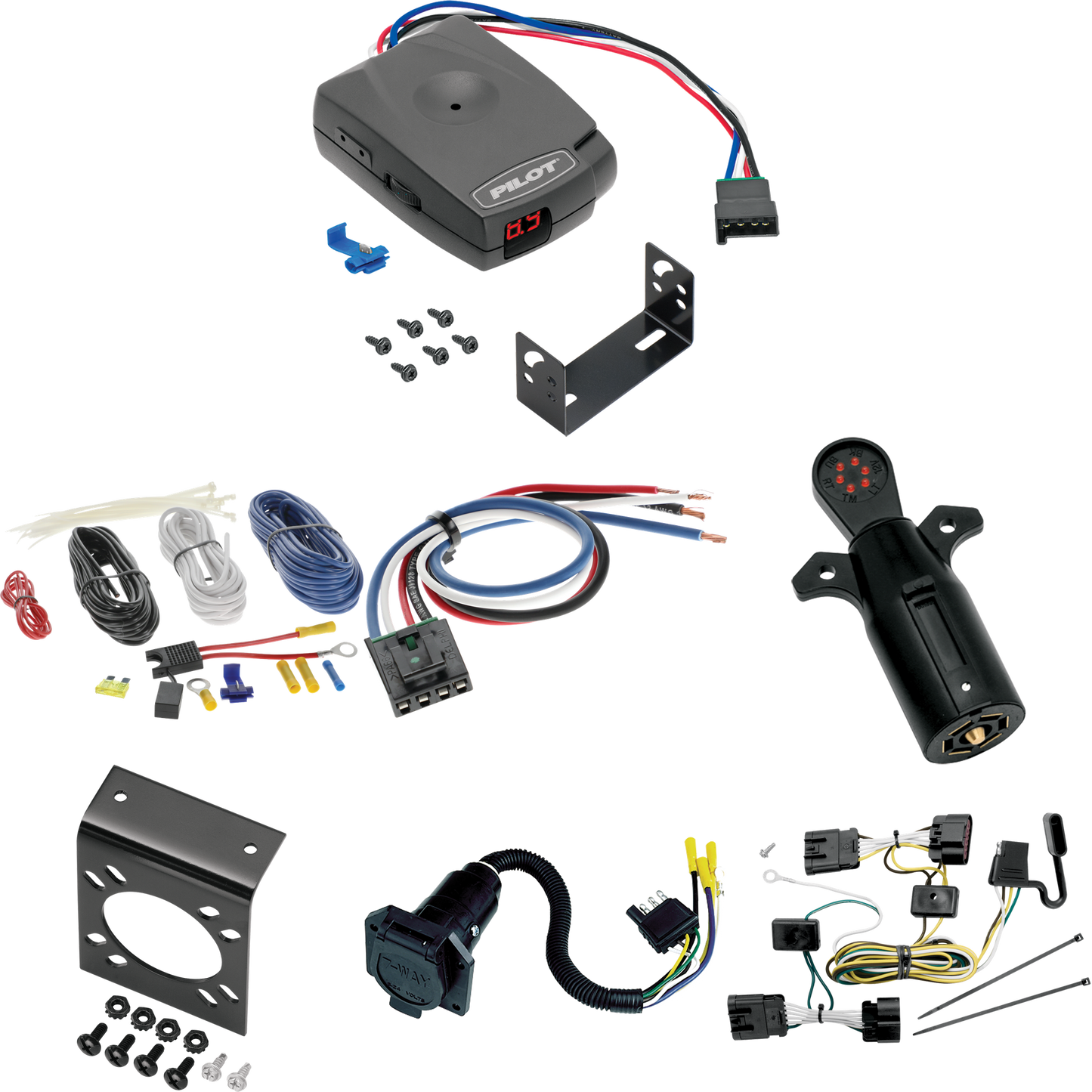 Fits 2005-2007 Buick Terraza 7-Way RV Wiring + Pro Series Pilot Brake Control + Generic BC Wiring Adapter + 7-Way Tester By Tekonsha