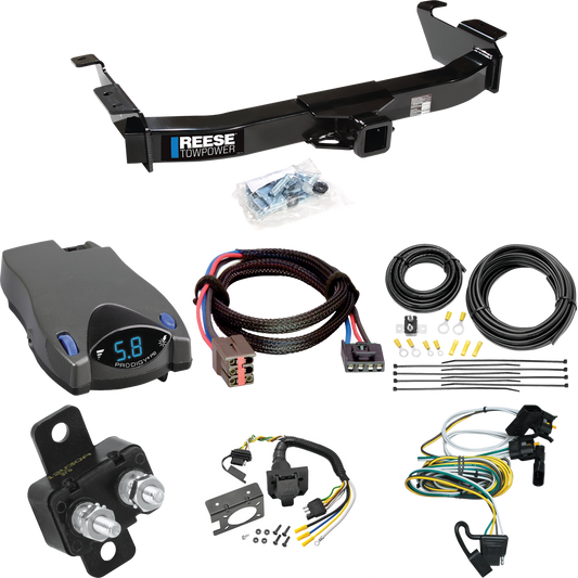 Fits 2000-2002 Ford E-350 Econoline Trailer Hitch Tow PKG w/ Tekonsha Prodigy P2 Brake Control + Plug & Play BC Adapter + 7-Way RV Wiring By Reese Towpower