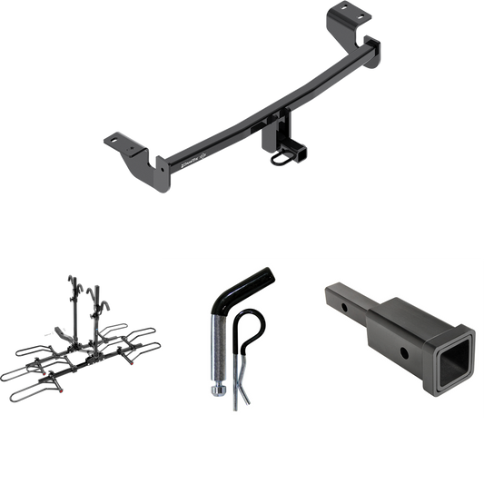 Se adapta al paquete de enganche de remolque Toyota Corolla iM 2017-2018 con adaptador de enganche, receptor de 1-1/4" a 2" + pasador y clip de 1/2" + soporte de plataforma para 4 portabicicletas de Draw-Tite