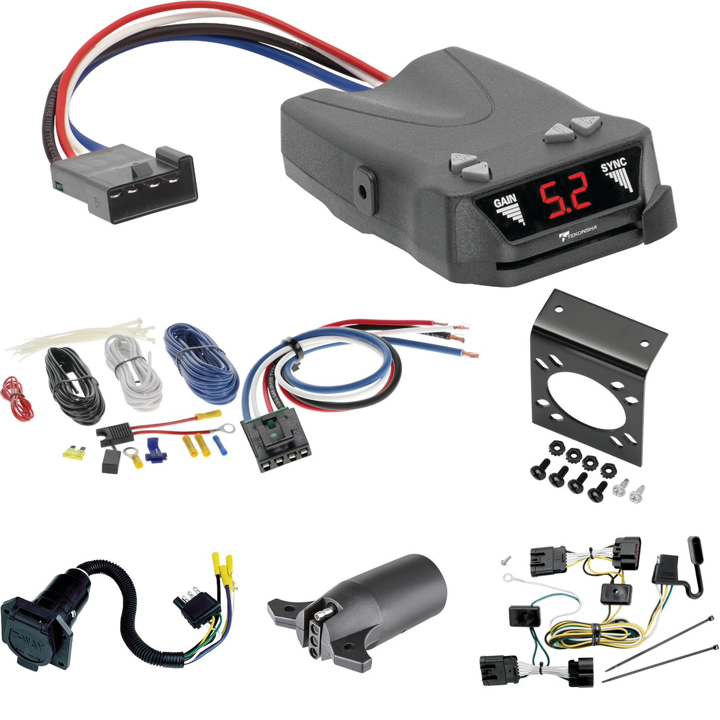 Fits 2007-2009 Pontiac Montana SV6 7-Way RV Wiring + Tekonsha Brakeman IV Brake Control + Generic BC Wiring Adapter + 7-Way to 4-Way Adapter (For (Canada Only) Models) By Tekonsha