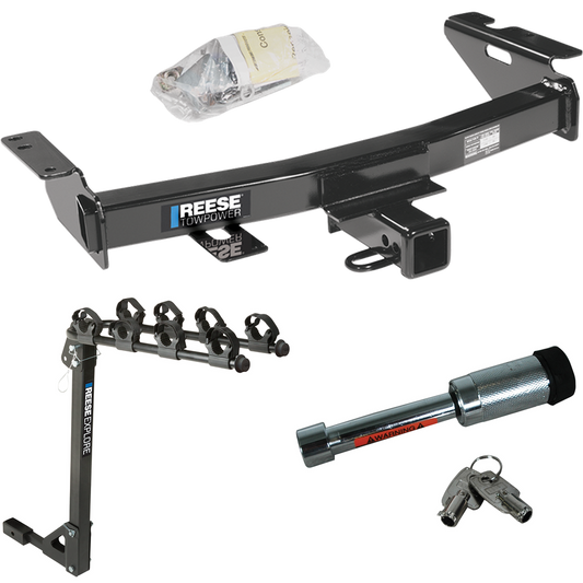 Fits 1997-2005 Chevrolet Venture Trailer Hitch Tow PKG w/ 4 Bike Carrier Rack + Hitch Lock By Reese Towpower