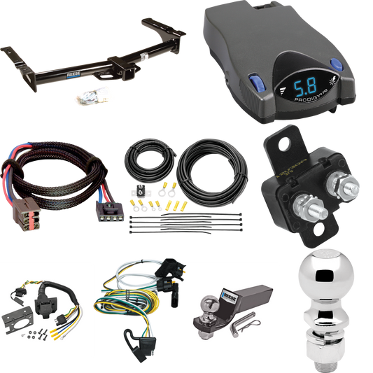 Fits 1995-2002 Ford E-350 Econoline Trailer Hitch Tow PKG w/ Tekonsha Prodigy P2 Brake Control + Plug & Play BC Adapter + 7-Way RV Wiring + 2" & 2-5/16" Ball & Drop Mount By Reese Towpower