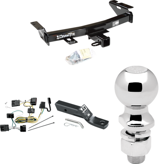 Fits 2005-2007 Buick Terraza Trailer Hitch Tow PKG w/ 4-Flat Wiring + Ball Mount w/ 2" Drop + 2-5/16" Ball By Draw-Tite