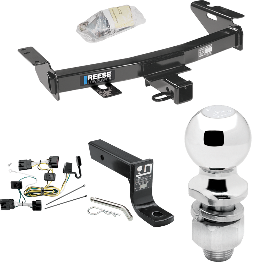 Fits 2005-2007 Buick Terraza Trailer Hitch Tow PKG w/ 4-Flat Wiring + Ball Mount w/ 4" Drop + 2" Ball By Reese Towpower