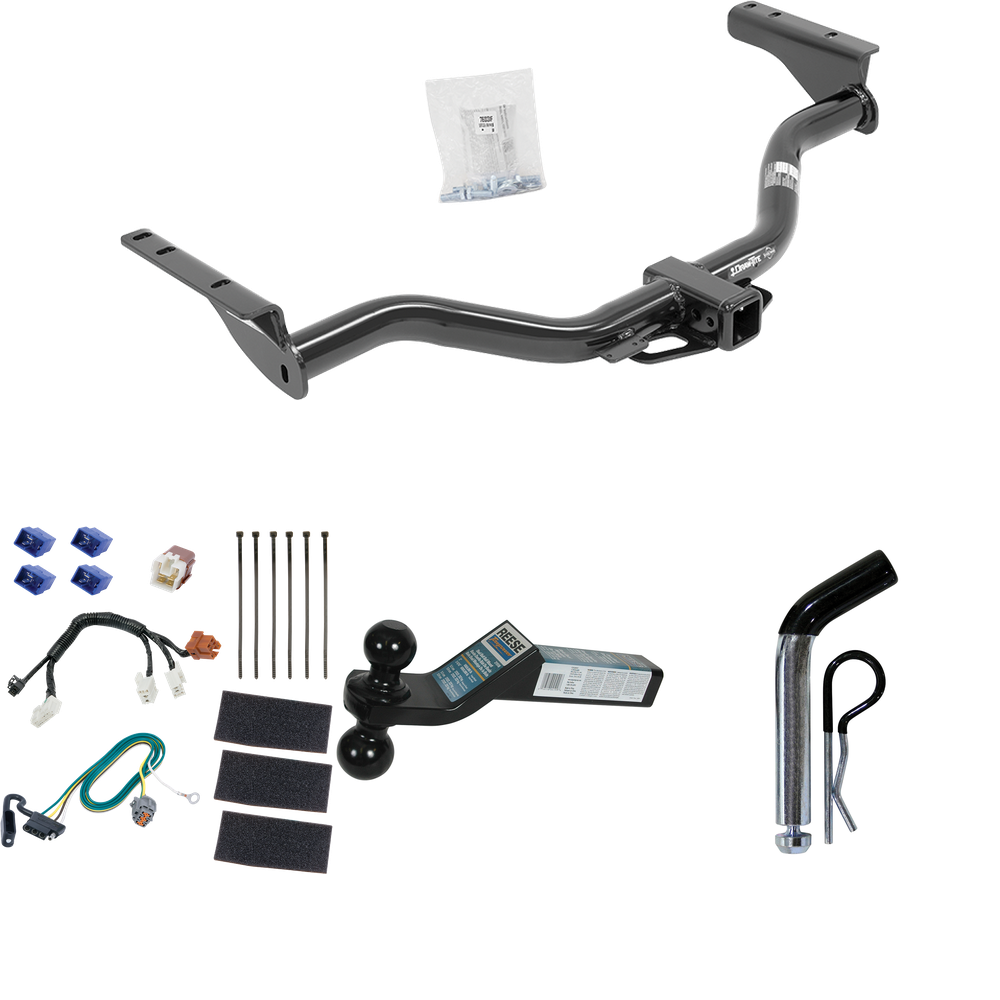 Fits 2014-2020 Infiniti QX60 Trailer Hitch Tow PKG w/ 4-Flat Wiring + Dual Ball Ball Mount 2" & 2-5/16" Trailer Balls + Pin/Clip By Draw-Tite