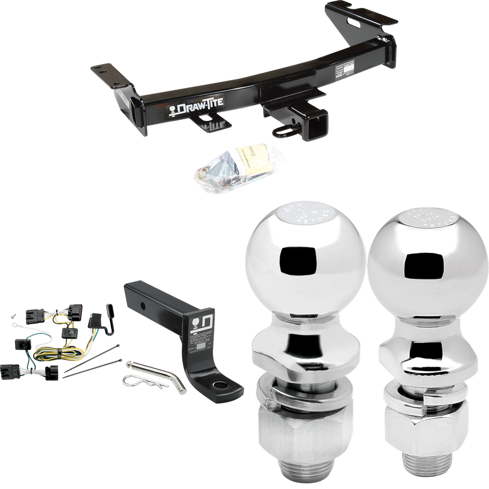 Se adapta al paquete de enganche de remolque Chevrolet Uplander 2005-2008 con cableado plano de 4 + soporte de bola con caída de 4" + bola de 2" + bola de 2-5/16" de Draw-Tite