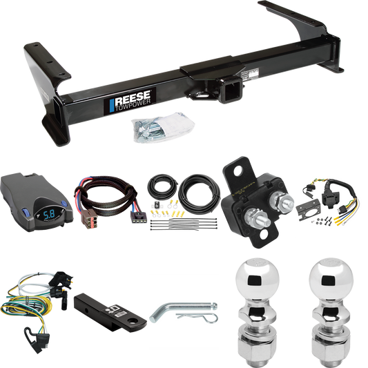 Fits 1995-2002 Ford E-350 Econoline Trailer Hitch Tow PKG w/ Tekonsha Prodigy P2 Brake Control + Plug & Play BC Adapter + 7-Way RV Wiring + 2" & 2-5/16" Ball & Drop Mount By Reese Towpower