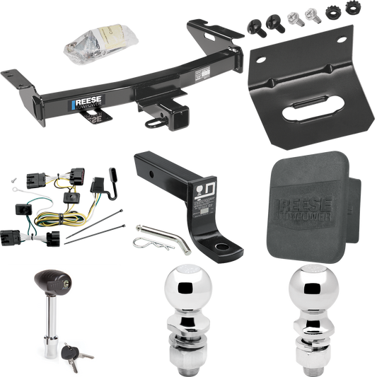 Fits 2009-2009 Chevrolet Uplander Trailer Hitch Tow PKG w/ 4-Flat Wiring + Ball Mount w/ 4" Drop + 2" Ball + 2-5/16" Ball + Wiring Bracket + Hitch Lock + Hitch Cover (For (Canada Only) Models) By Reese Towpower