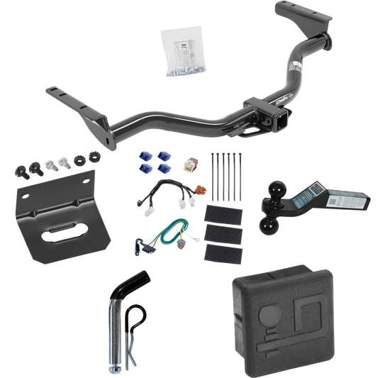 Fits 2014-2020 Infiniti QX60 Trailer Hitch Tow PKG w/ 4-Flat Wiring + Dual Ball Ball Mount 2" & 2-5/16" Trailer Balls + Pin/Clip + Wiring Bracket + Hitch Cover By Draw-Tite