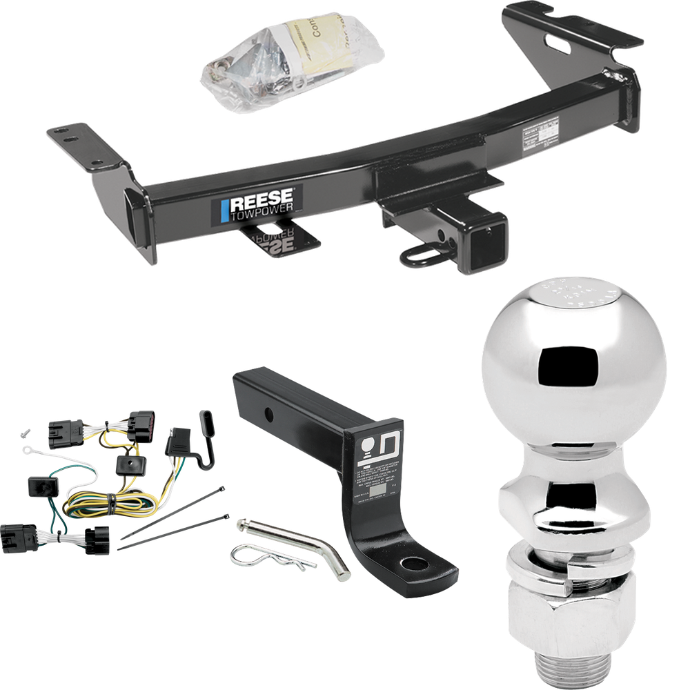 Se adapta al paquete de enganche de remolque Pontiac Montana SV6 2007-2009 con cableado plano de 4 + soporte de bola con caída de 4" + bola de 2-5/16" (para modelos (solo Canadá)) de Reese Towpower