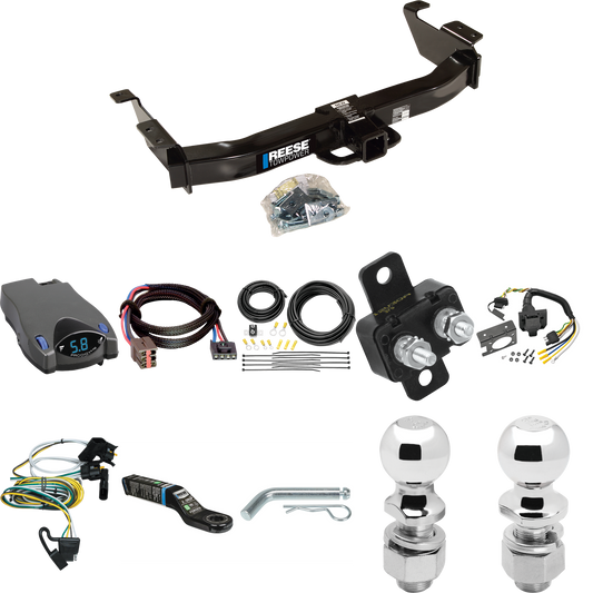 Se adapta al paquete de enganche de remolque Ford E-350 Econoline 2000-2002 con control de freno Tekonsha Prodigy P2 + adaptador BC Plug &amp; Play + cableado RV de 7 vías + soporte de bola y caída de 2" y 2-5/16" de Reese Towpower