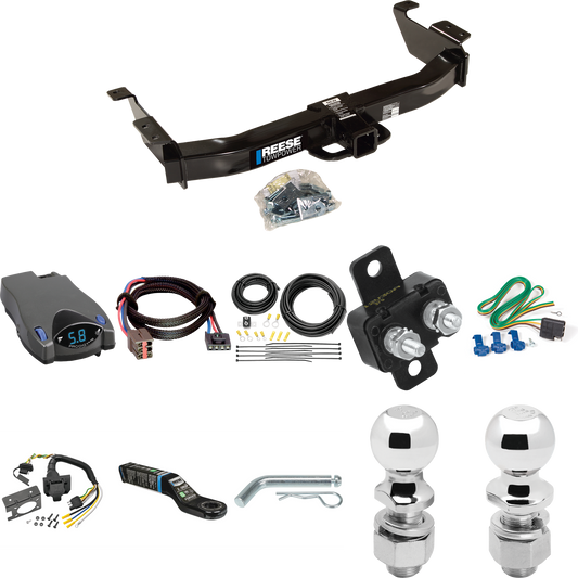 Fits 2003-2007 Ford E-150 Econoline Trailer Hitch Tow PKG w/ Tekonsha Prodigy P2 Brake Control + Plug & Play BC Adapter + 7-Way RV Wiring + 2" & 2-5/16" Ball & Drop Mount By Reese Towpower