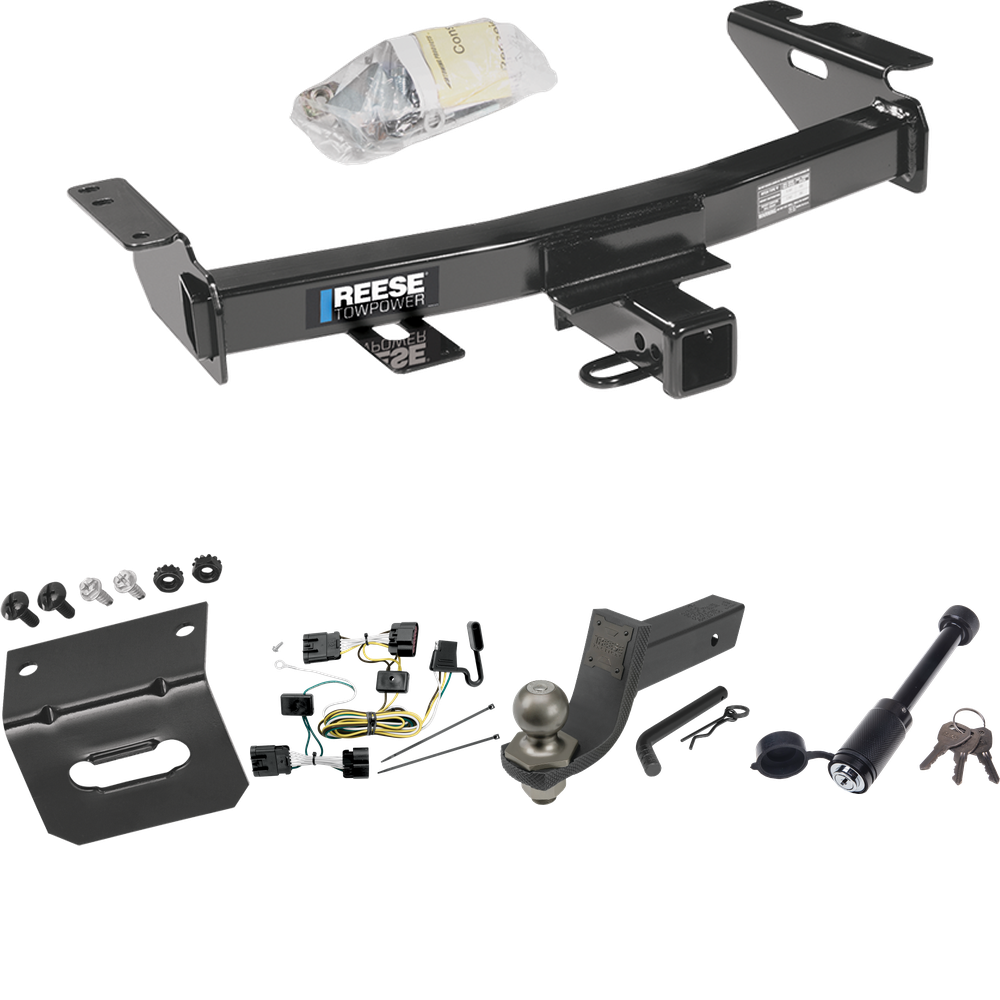 Fits 2005-2007 Saturn Relay Trailer Hitch Tow PKG w/ 4-Flat Wiring + Interlock Tactical Starter Kit w/ 3-1/4" Drop & 2" Ball + Tactical Dogbone Lock + Wiring Bracket By Reese Towpower