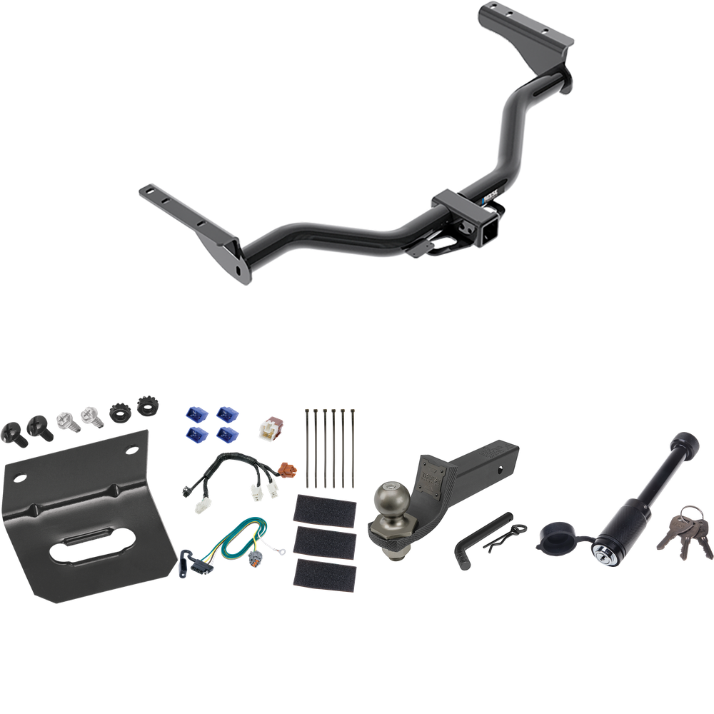 Fits 2014-2020 Infiniti QX60 Trailer Hitch Tow PKG w/ 4-Flat Wiring + Interlock Tactical Starter Kit w/ 2" Drop & 2" Ball + Tactical Dogbone Lock + Wiring Bracket By Reese Towpower