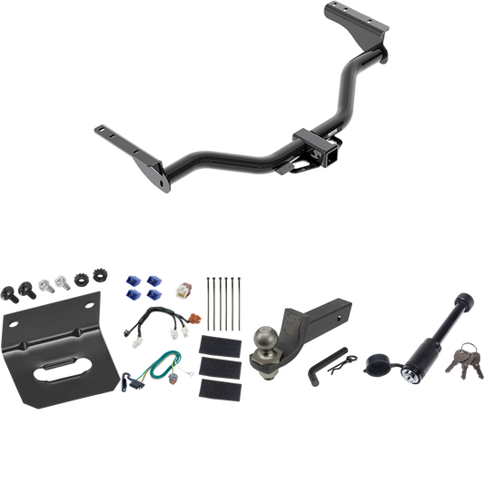 Fits 2014-2020 Infiniti QX60 Trailer Hitch Tow PKG w/ 4-Flat Wiring + Interlock Tactical Starter Kit w/ 2" Drop & 2" Ball + Tactical Dogbone Lock + Wiring Bracket By Reese Towpower