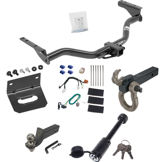 Fits 2013-2020 Nissan Pathfinder Trailer Hitch Tow PKG w/ 4-Flat Wiring + Interlock Tactical Starter Kit w/ 2" Drop & 2" Ball + Tactical Hook & Shackle Mount + Tactical Dogbone Lock + Wiring Bracket By Draw-Tite