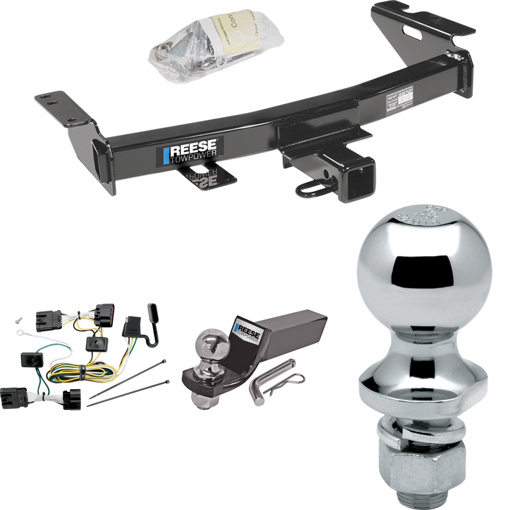 Fits 2005-2008 Chevrolet Uplander Trailer Hitch Tow PKG w/ 4-Flat Wiring + Starter Kit Ball Mount w/ 2" Drop & 2" Ball + 1-7/8" Ball By Reese Towpower